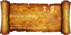 Király Zorán névjegykártya